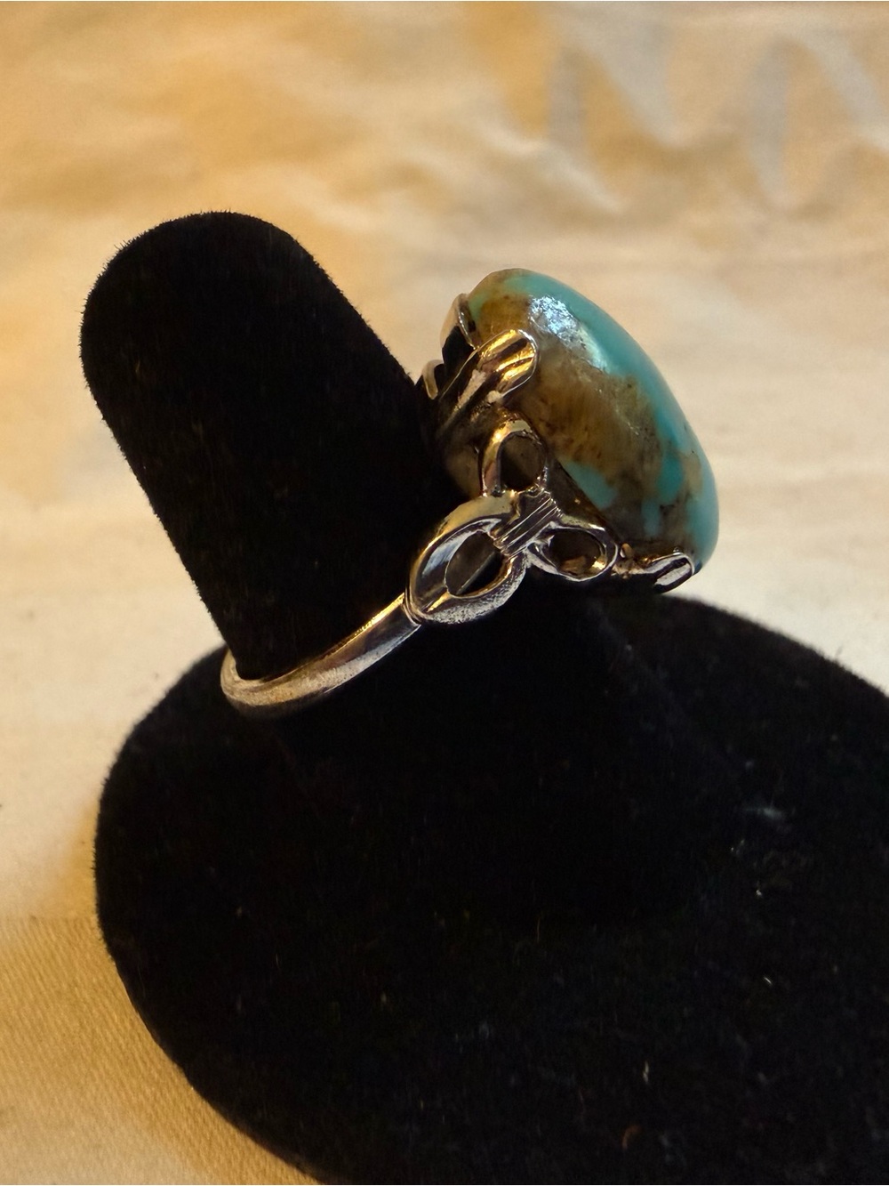 Sterling Silver Turquoise Statement Ring - Teal Green Stone - Picture 5 of 10